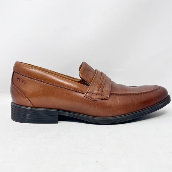 Clarks Mens Whiddon Step Loafer Cognac Brown Size‎ 9.5